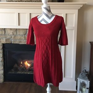 red christmas sweater dress Catch Yourself Red Bubble Sleeve Sweater Dress – Shop the Mint main image 0