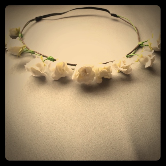 White rose flower crown