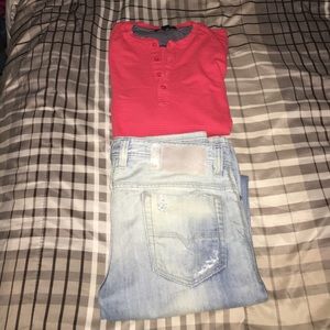 Red men's long sleeve shirt