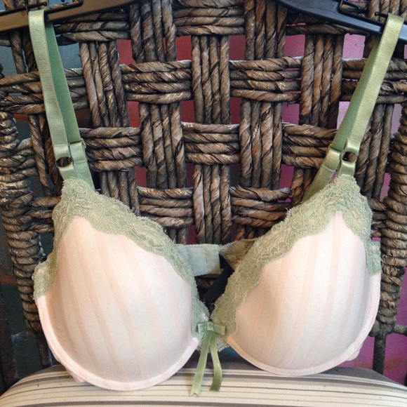 Elle Macpherson pink and green striped bra