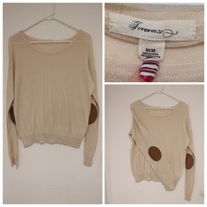 BEIGE SWEATER W ELBOW PADS