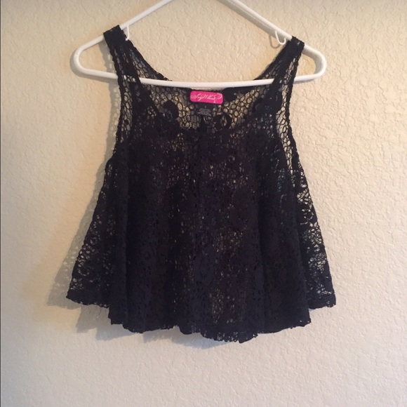 Black lace crop top
