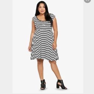 Torrid Black + White Striped Skater Dress