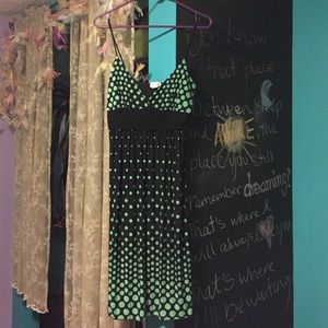 Black and mint green polka dot dress