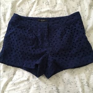 Blue crochet shorts