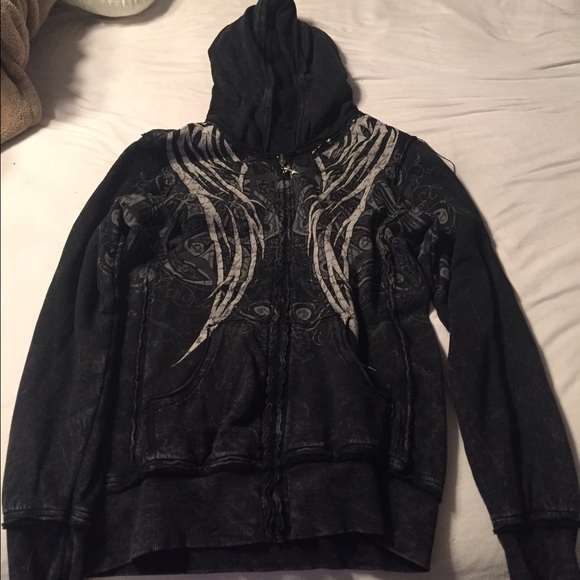 Affliction women's reversible hooded zip-up jacket