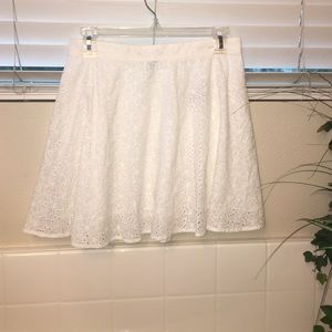 high waisted white eyelet skirt