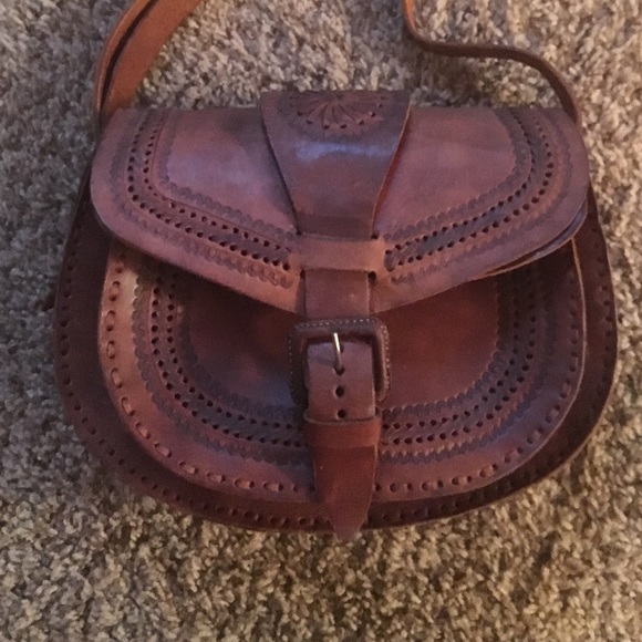 Authentic mexican real leather crossbody purse