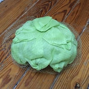 Vintage lime green veiled hat