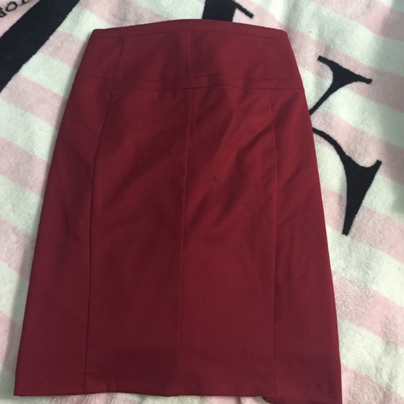Dark red pencil skirt with back detail