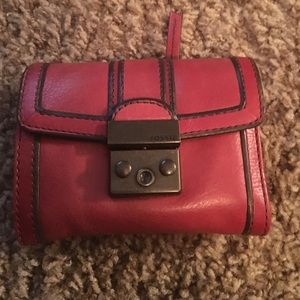 Red fossil wallet