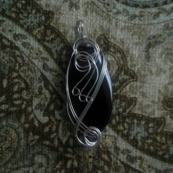 Handmade Wire-Wrapped Obsidian Pendant