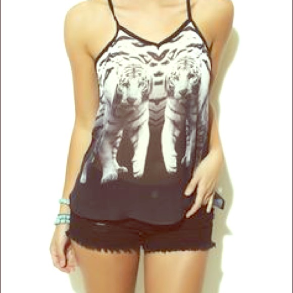 Tiger sheet wet seal tank top