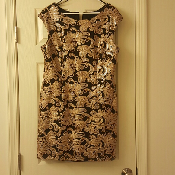 Betsy Adam Gold and Black Dress - Picture 1 of 2