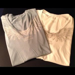 2 XL AX graphic men's blue & white t-shirt bundle.