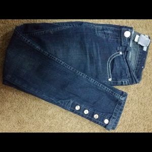 Yaso Jeans. Dark Wash with Ankle Buttons