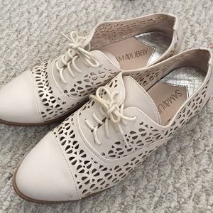 cream cutout Oxford shoes