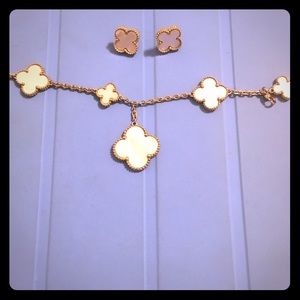 Van Cleef mother of pearl bracelet earring set.
