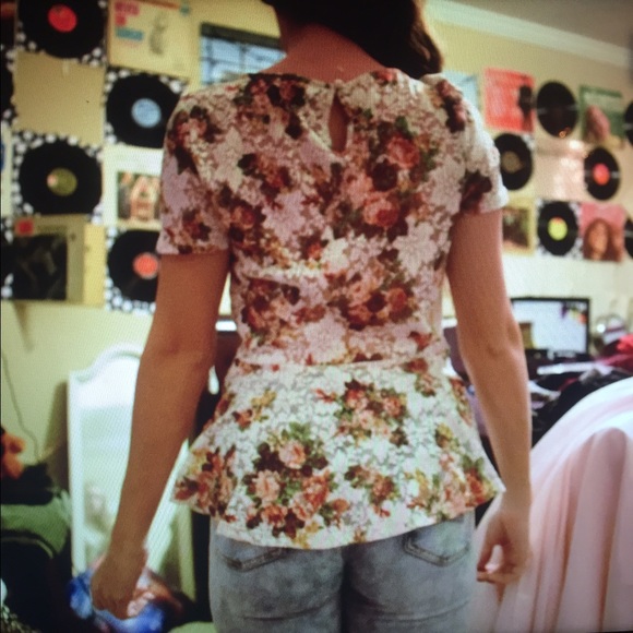 Floral lace flare top