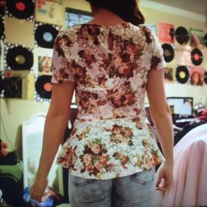 Floral lace flare top