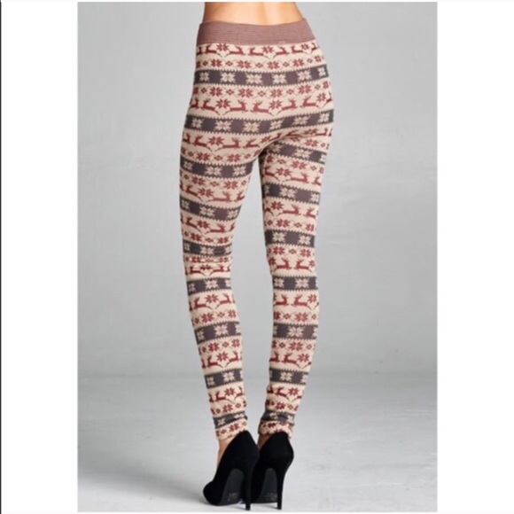 🆕NOELLE fair isle deer leggings -CREAM - Picture 3 of 3
