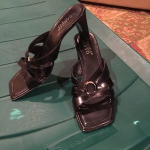 Franco Sarto Black Leather Sling Back Sandals