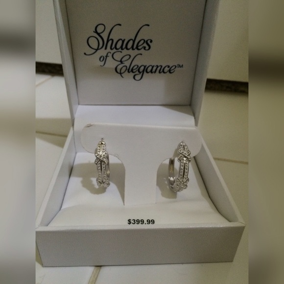 White and Silver Crystal Hoops