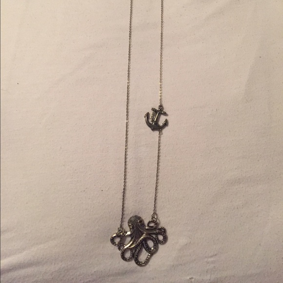octopus and anchor long necklace