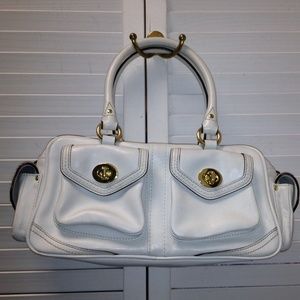 Coach satchel white leather bag