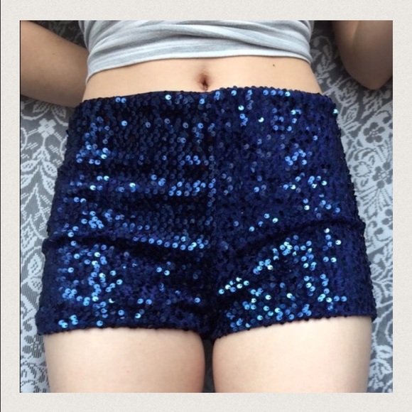 Forever 21 Pants - Blue sequin disco hot shorts