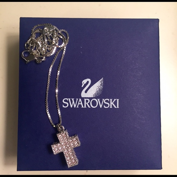 INACTIVE Swarovski Cross Necklace Pink