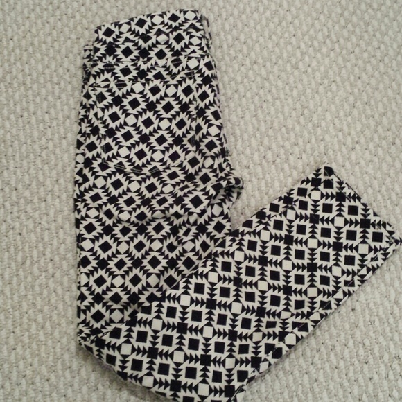 J. Crew black and white print skinny ankle jeans