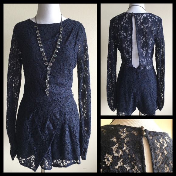 Parisian Dresses & Skirts - HP! New Listing! Navy Lace Shorts Romper