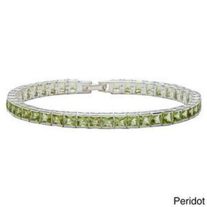 Peridot gem tennis bracelet with matching earrings