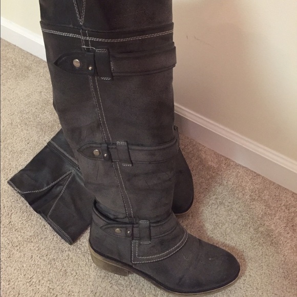 Over the knee gray boots
