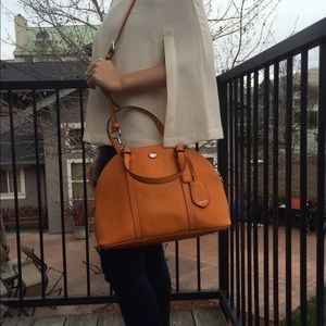 Tangerine Coach Satchel with Removable Strap