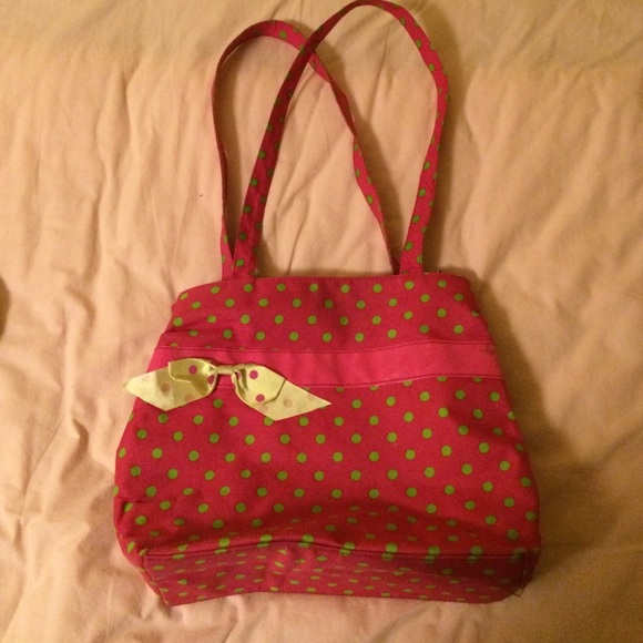 Green and pink cutesy two pouch bag