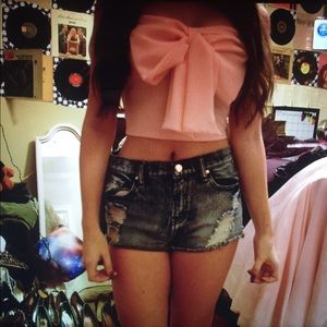 Pink Bow Crop Top