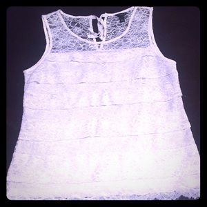 Ann Taylor lacy white dress tank