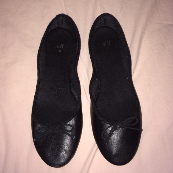 H&M flats with black fabric  trim and now