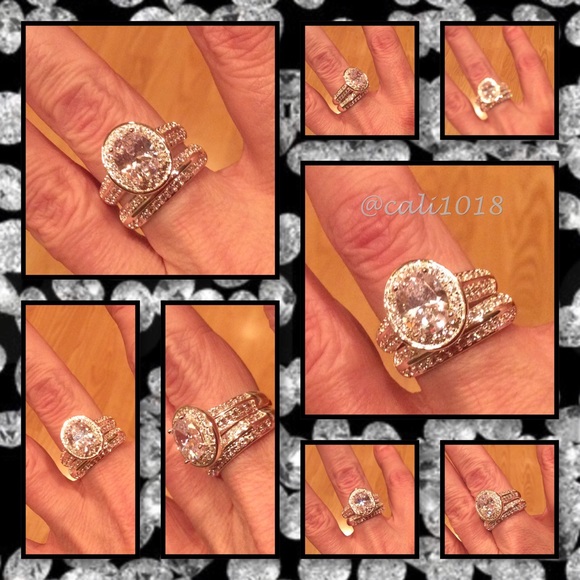 New Stainless Steel 4CT 2PC Wedding Ring Sz 7, 9 - Picture 2 of 4