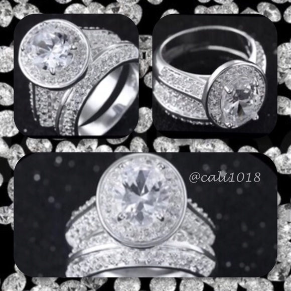 New Stainless Steel 4CT 2PC Wedding Ring Sz 7, 9 - Picture 3 of 4