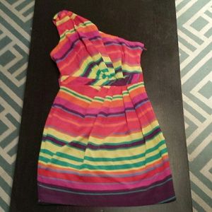 One Shoulder Colorful Dress