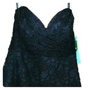 Mori  Lee strapless lace bridesmaid dress (navy)