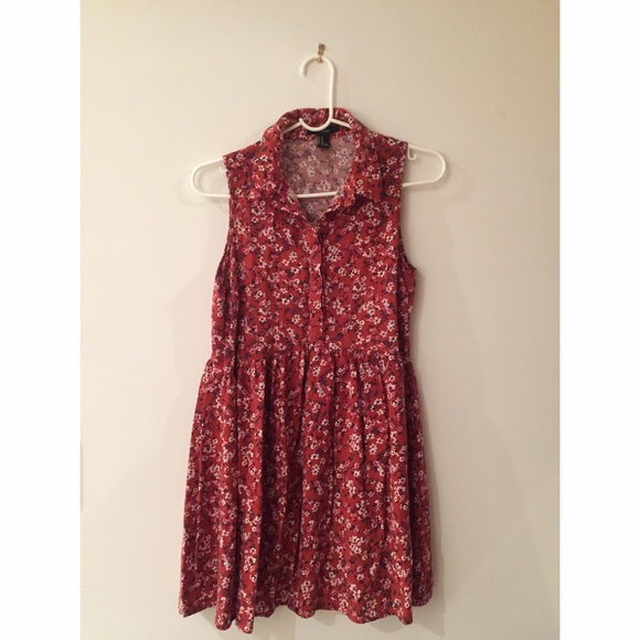 Forever 21 Babydoll Dress Burgundy Floral Sz M