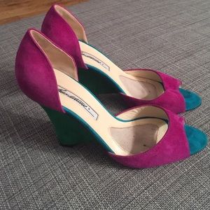 Brian Atwood Roberta Suede Wedge Sandal.