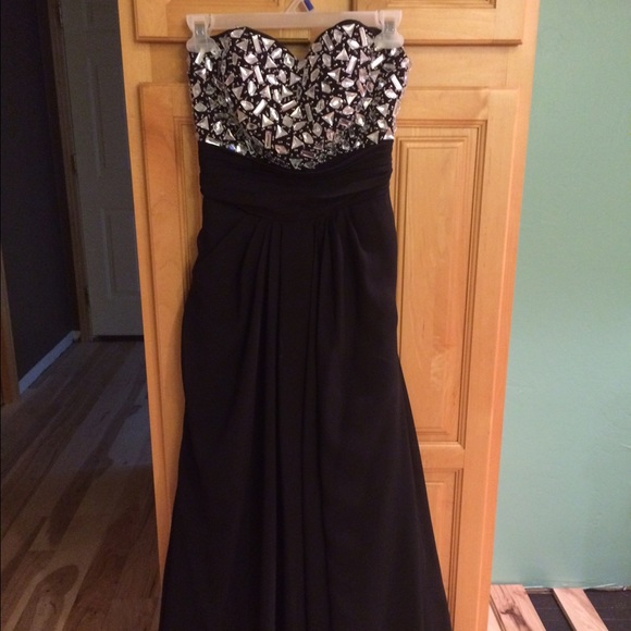 Long black prom dress! Strapless and beaded!!