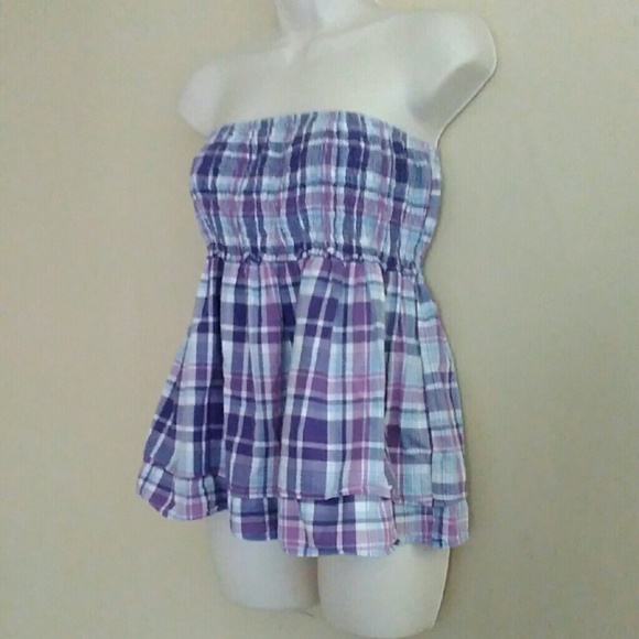 NWOT Cute Plaid Strapless Top