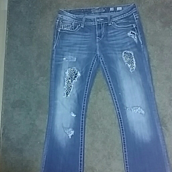SOLD Miss Me blinged distressed  boot cut jeans