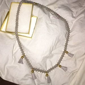 Gorgeous grey gemstone and tassel necklace